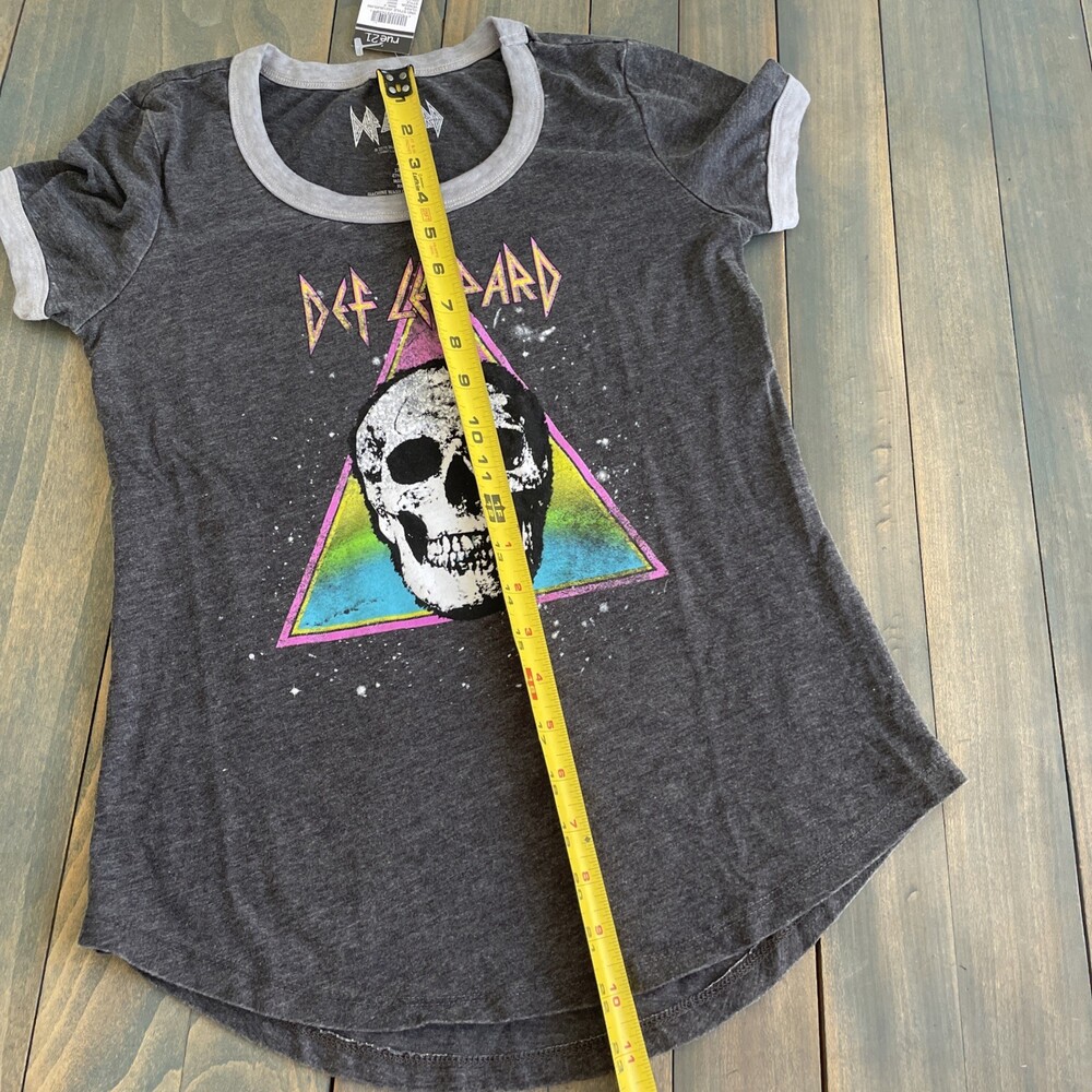 Def Leppard NWT Womens XS Gray Ringer Band Tee Graphic T-Shirt (M5) - Picture 6 of 8